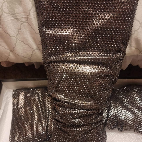 INC Gerii Pewter Rhinestone Slouchy Boots Sz. 11 - Picture 2 of 5